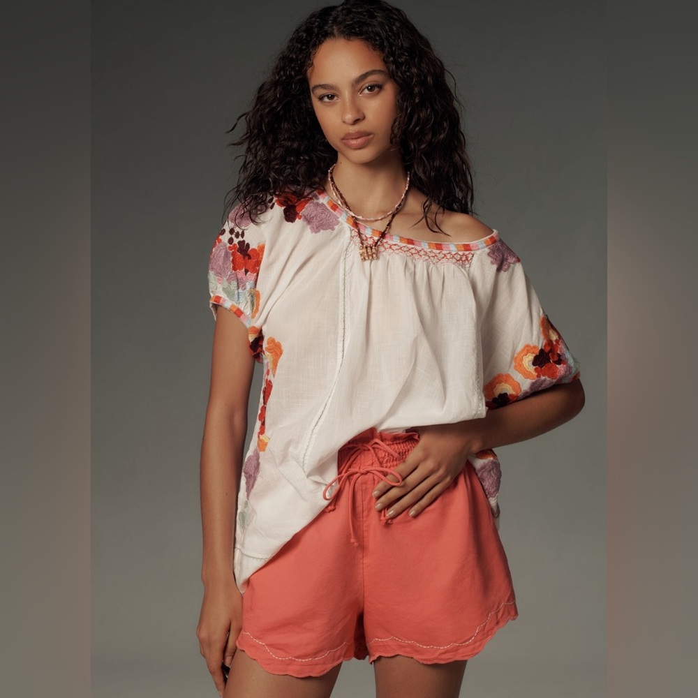 Anthropologie High Waist Coral Shorts